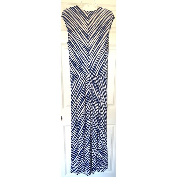 Chico's Striped Slit Maxi Dress Blue White Size 1 US 8 Medium - Picture 2 of 6